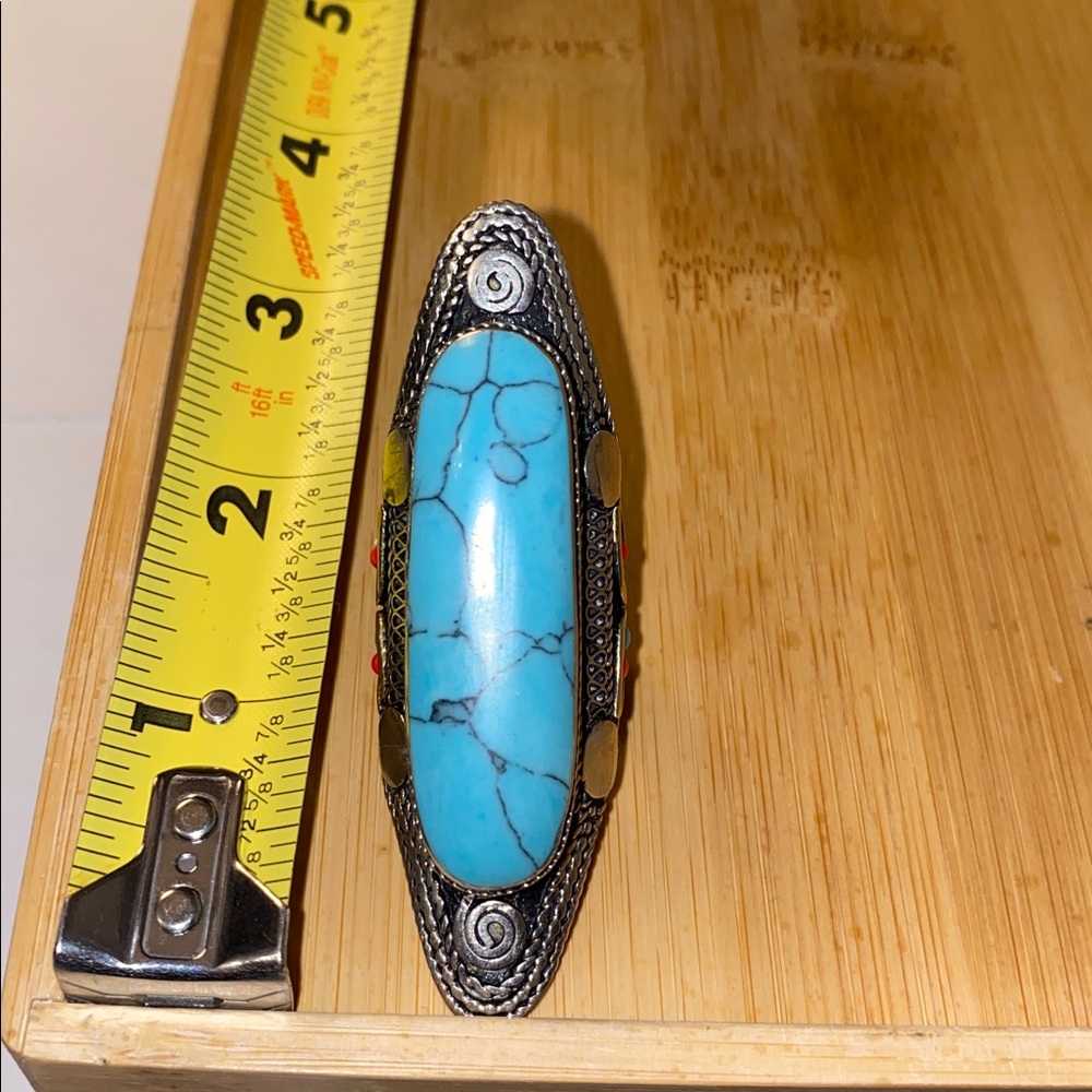 Knuckle Turquoise Stone Statement Ring - image 6